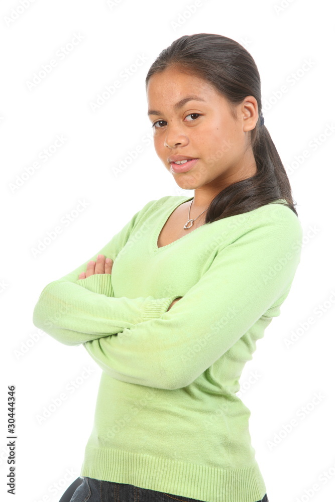 Teenager girl arms folded confident pose and look Teenager girl arms folded confident pose and look