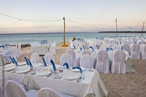 Wedding reception on the beach photo