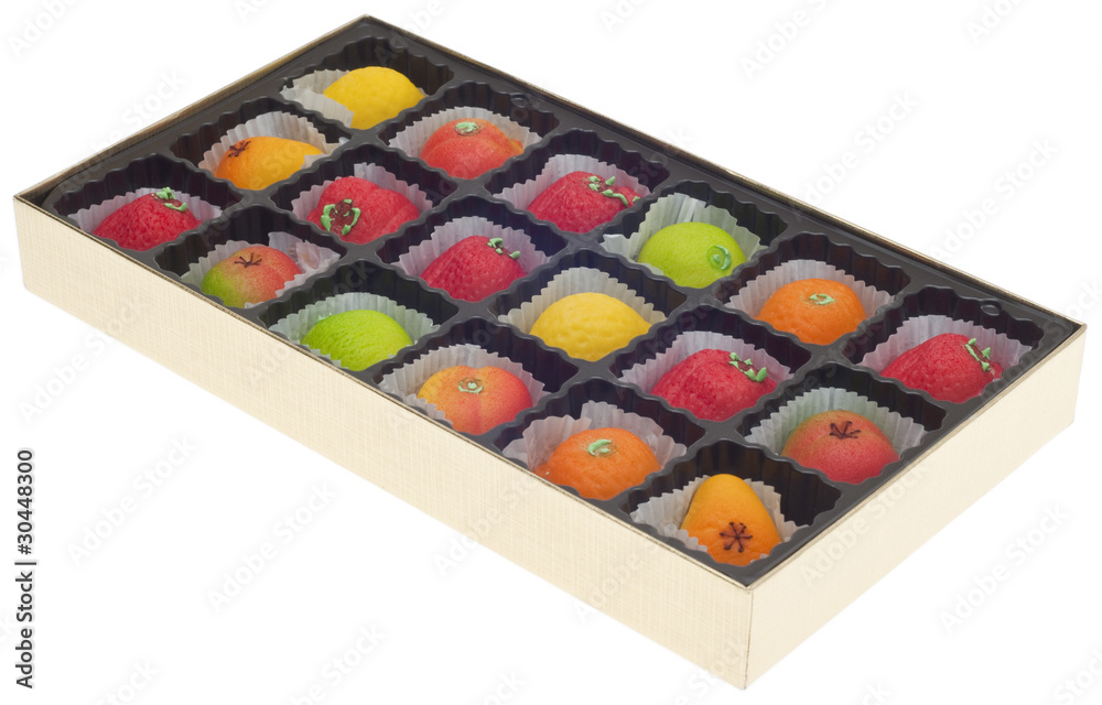Colorful Marzipan in Fruit Shapes Colorful Marzipan in Fruit Shapes