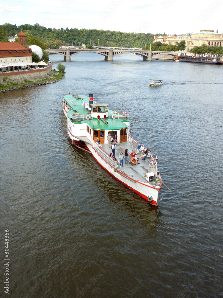 Boat On The Vltava River In Prague