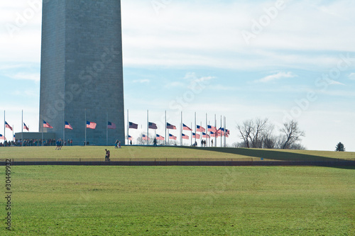 Base Washington Monument Surrounded American Flags