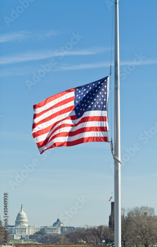 American Flag Half Mast US Capitol Washington DC