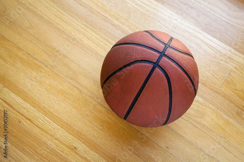 Basketball on hardwood