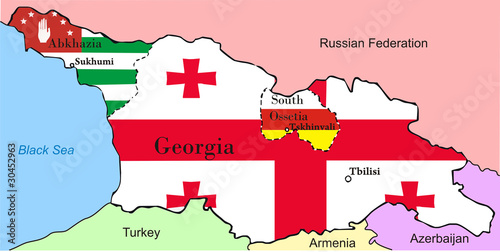 Georgia map with Abkhazia and South Ossetia