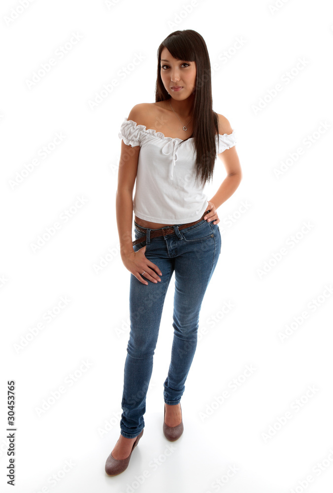 Beautiful girl wearing skinny jeans and top Beautiful girl wearing skinny jeans and top