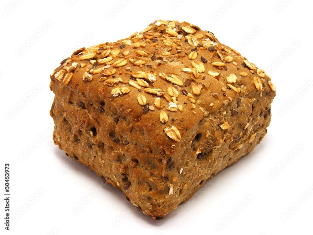 Brown bread roll on a white background Brown bread roll on a white background