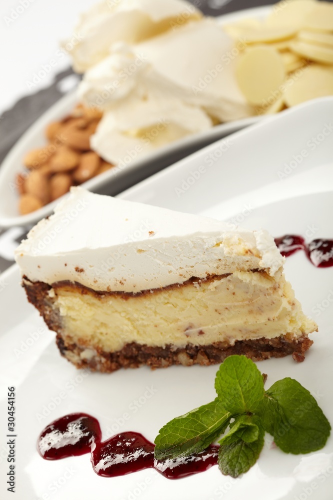 Cake with jam and mint Cake with jam and mint