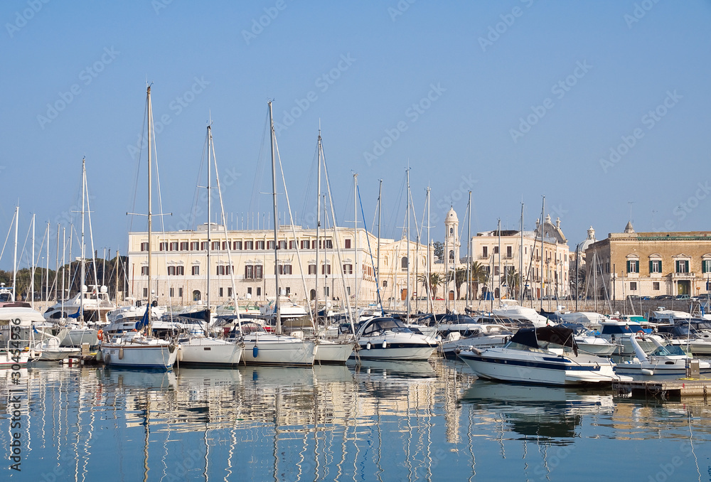 Panoramic view of Trani seaport. Apulia.