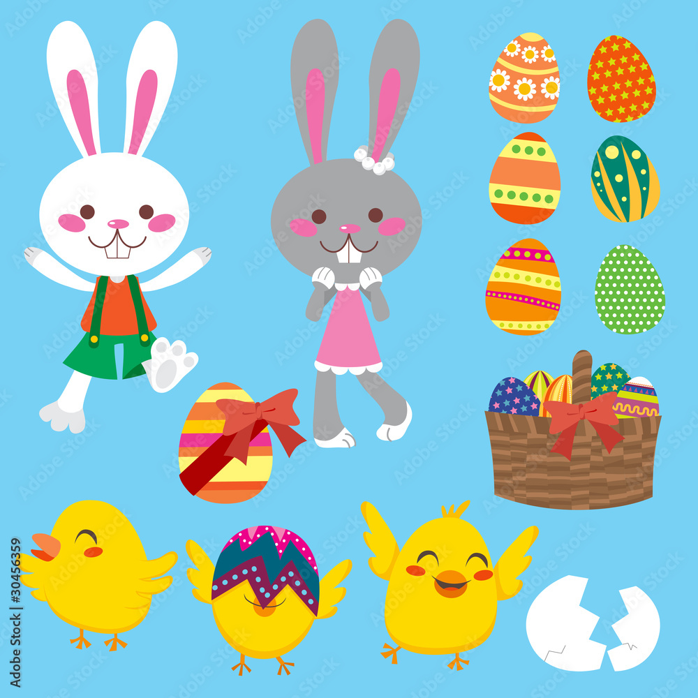 Cute and sweet Easter elements collection set Cute and sweet Easter elements collection set