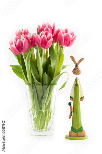 Tulips with easter bunny
