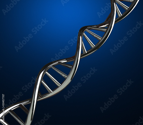 3D render of DNA strands on abstract background
