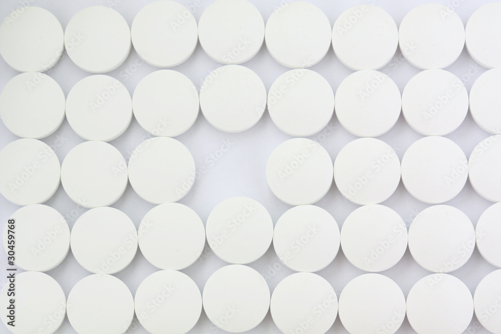 pattern of white tablets with one missing out pattern of white tablets with one missing out