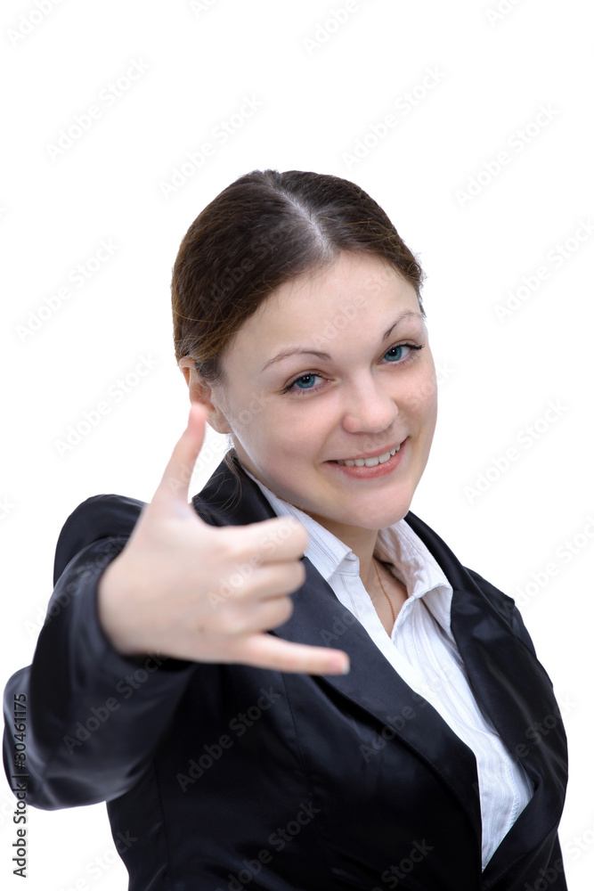 young very happy businesswoman, isolated on white young very happy businesswoman, isolated on white