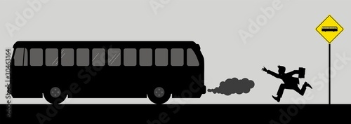 Vector illusration of a man chasing the bus