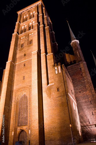 St. Mary's Church in Gdańsk at night