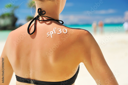 Obraz na płótnie Sunscreen lotion w salonie