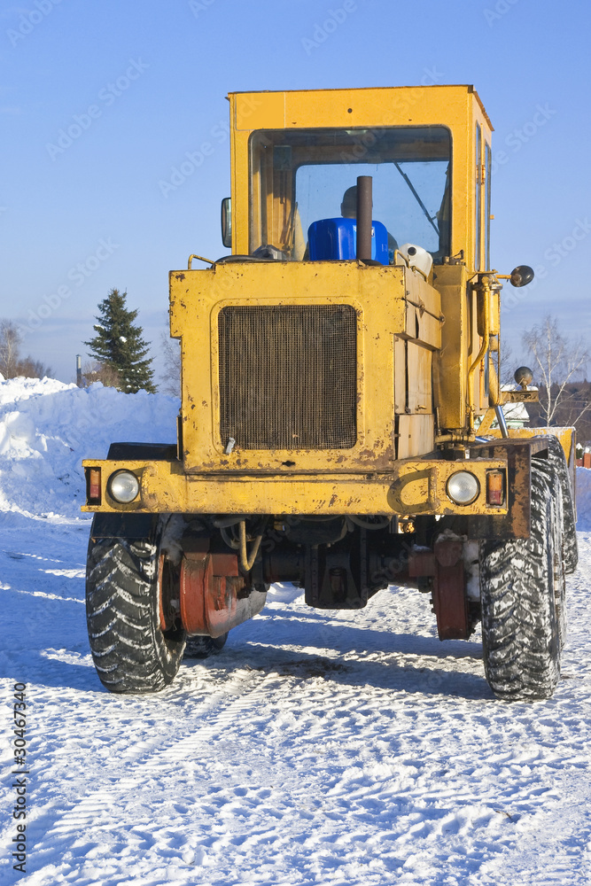 Big tractor on snow Big tractor on snow