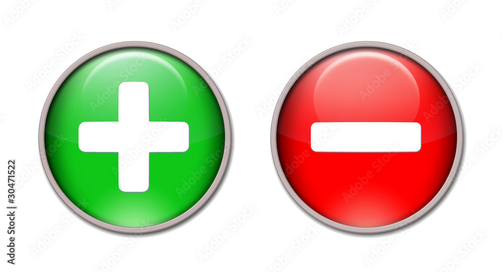 Boutons positif et négatif Boutons positif et négatif