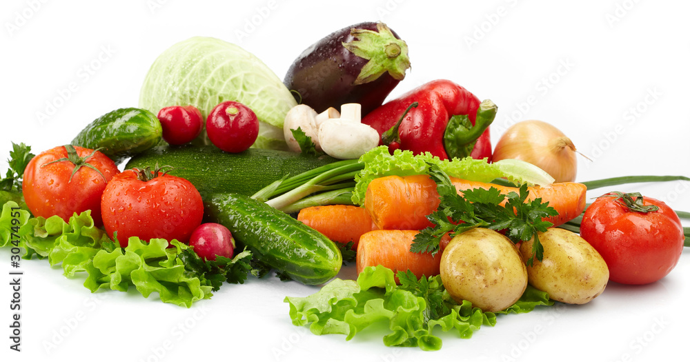 fresh vegetables on the white background fresh vegetables on the white background
