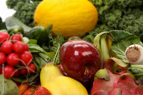 Fruits and vegetables  with shallow focus