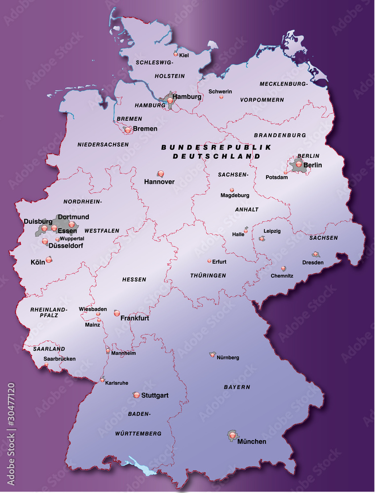 Deutschland Übersichtskarte flieder 40cm x 52cm