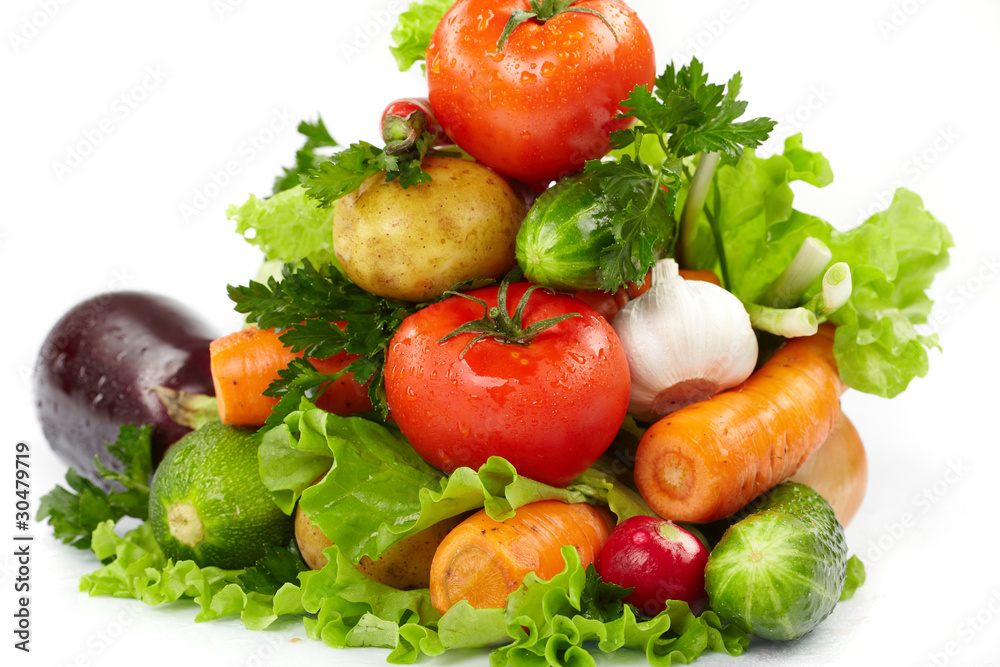 fresh vegetables on the white background fresh vegetables on the white background