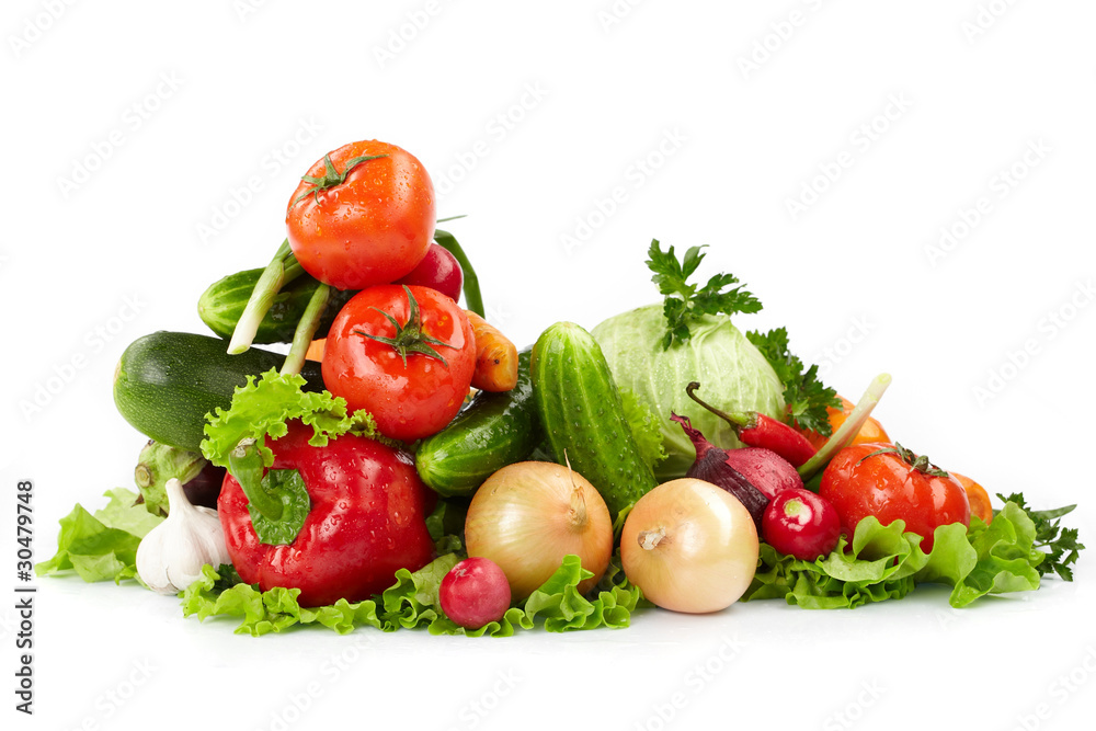 fresh vegetables on the white background fresh vegetables on the white background
