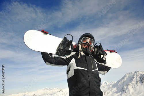 man winter snow ski