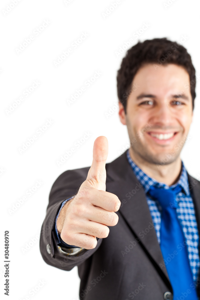 Young businessman making all right gesture Young businessman making all right gesture