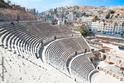 Detail of Roman amphitheater in Amman, Jordan