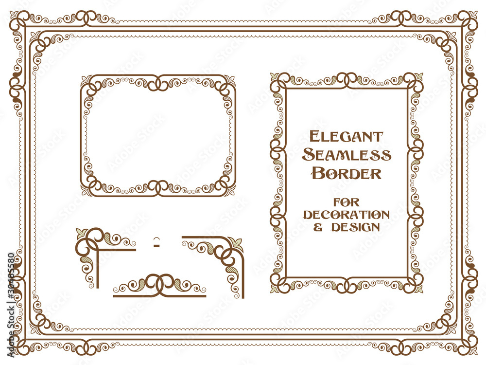 set of plant elements for creating borders and frames