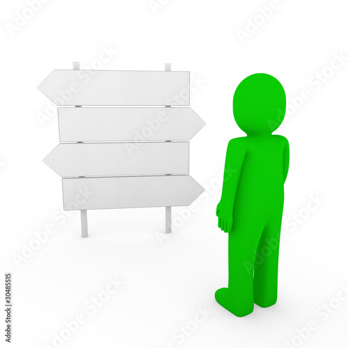 3d human green direction arrow