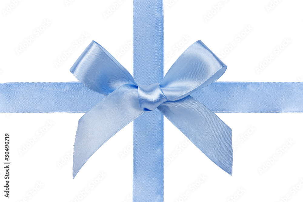 Blue satin ribbon with bow Blue satin ribbon with bow