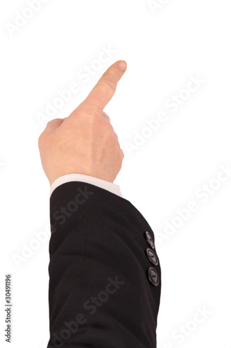 Businessman hand pointing, isolated on white background