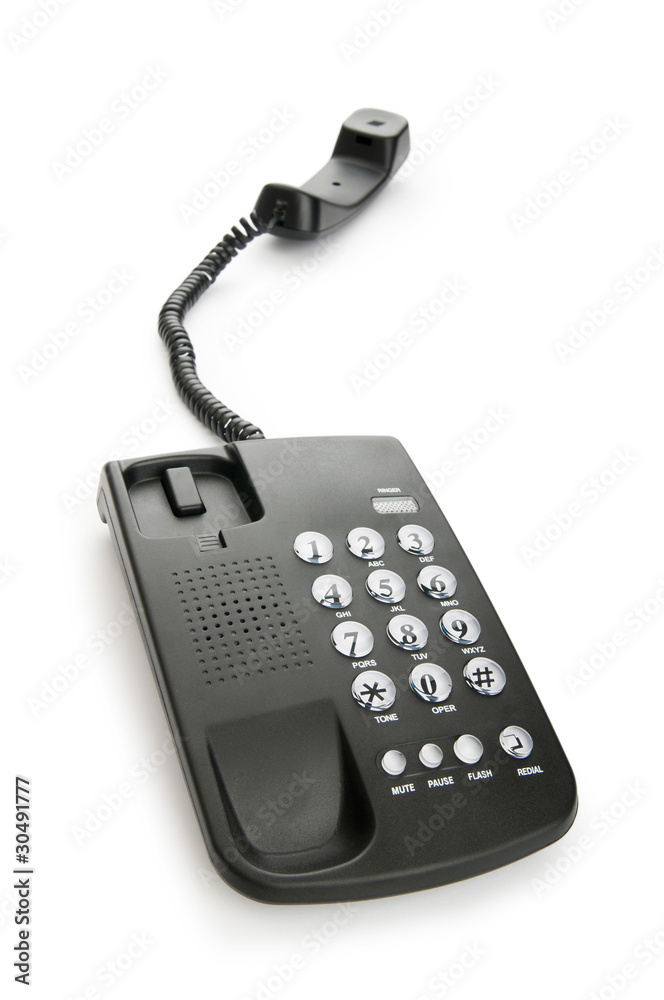 Black phone isolated on the white background Black phone isolated on the white background
