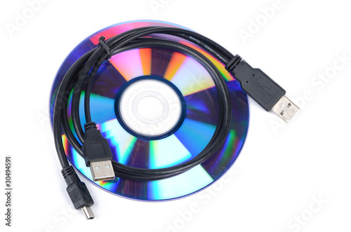 USB cable and DVD