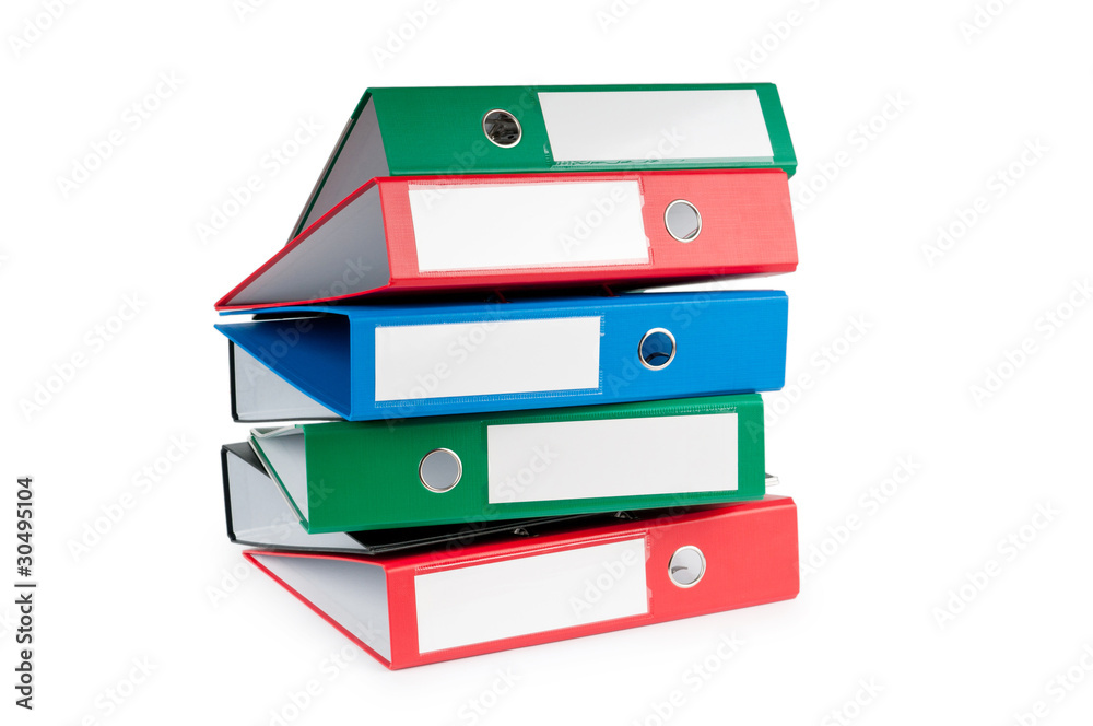 Office folders isolated on the white background