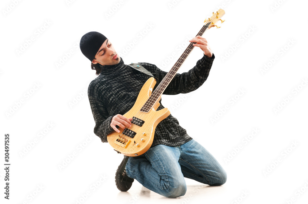 Guitar player isolated on the white background Guitar player isolated on the white background