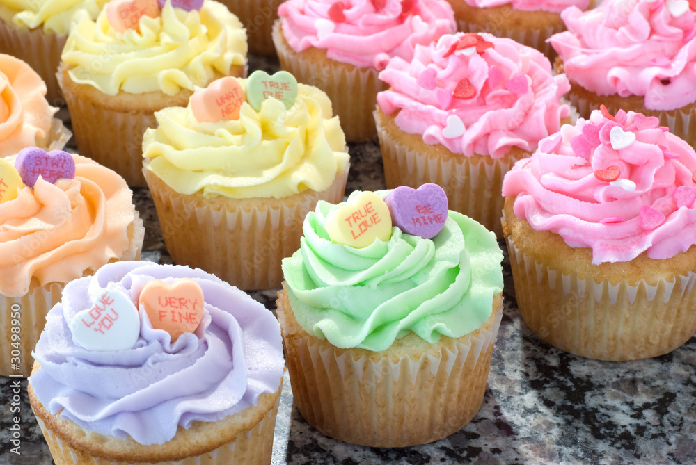Rows of Pastel Cupcakes