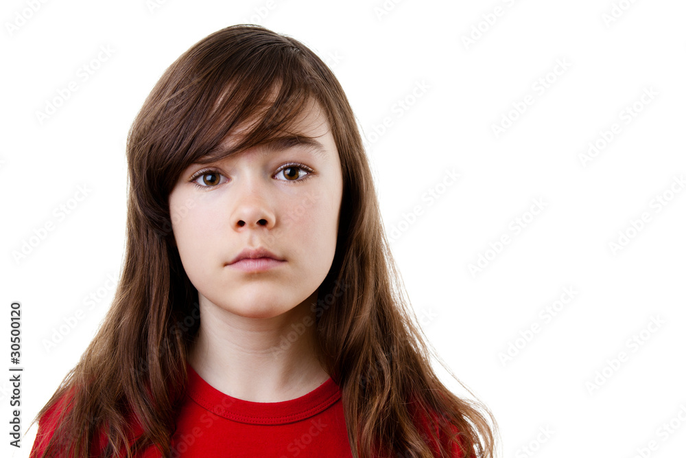 Portrait of young girl isolated on white background Portrait of young girl isolated on white background