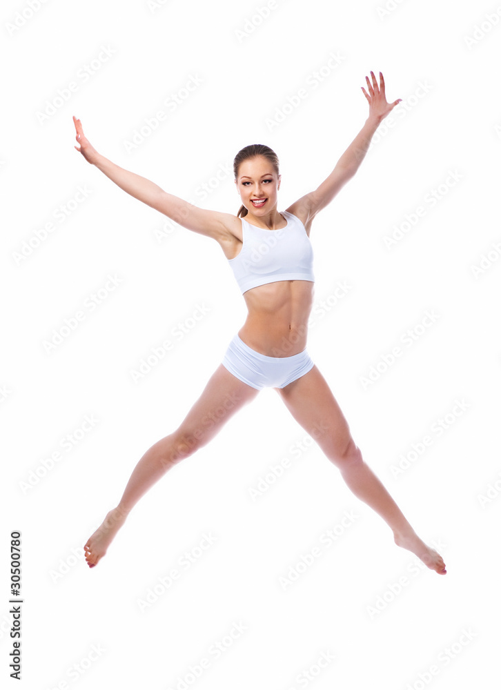 beautiful woman jump