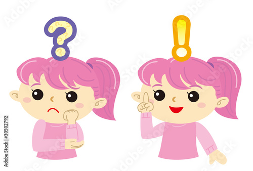 考える女性・ひらめく女性