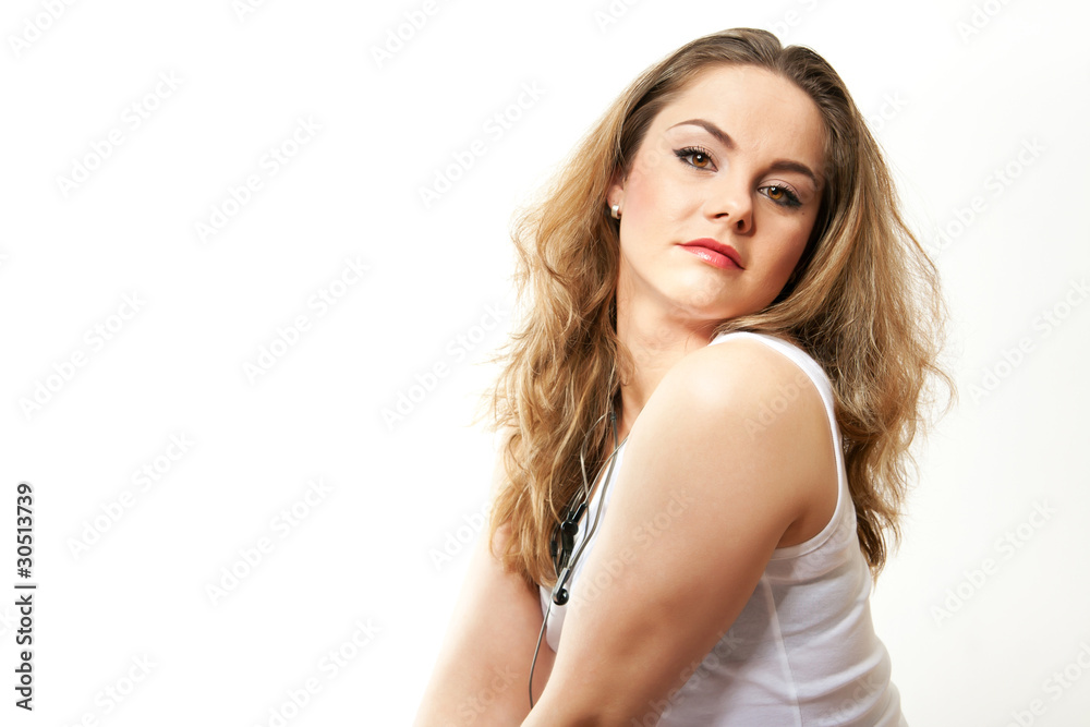 Attractive woman with headphones Attractive woman with headphones