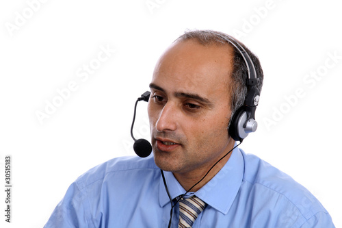 man in a business call center