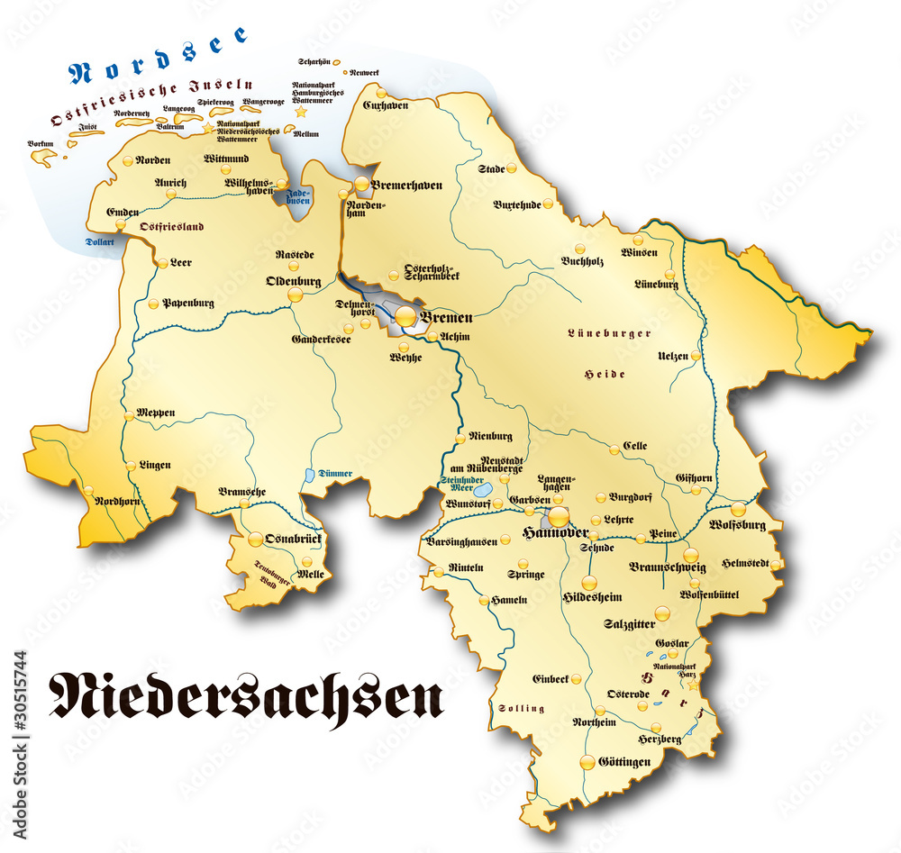 Niedersachsen Übersicht gold