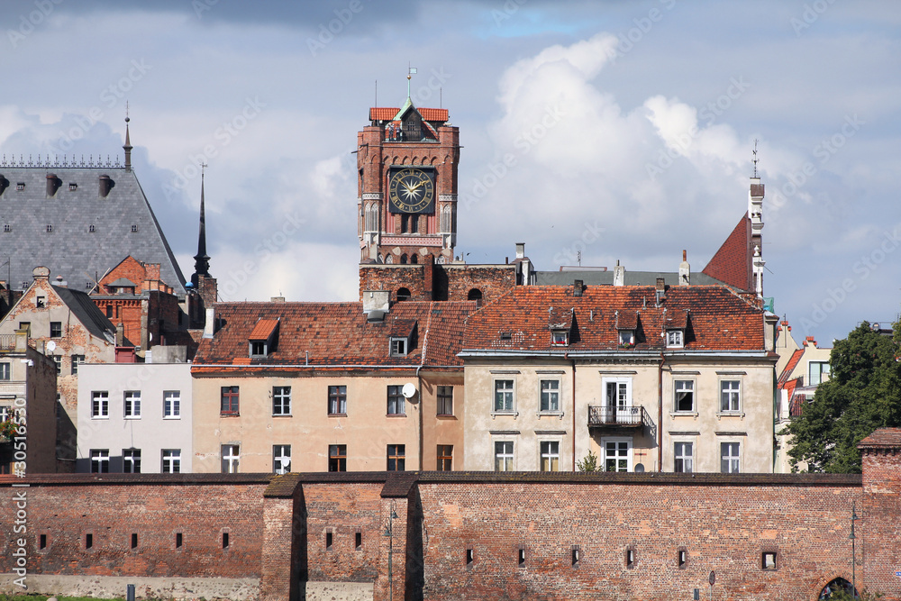 Obraz premium Poland Torun (Polska Toruń) - the City Hall (Ratusz). Torun landmark, Poland.