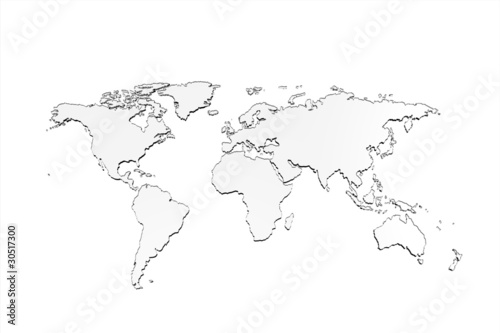 World Map, 3D render glass design