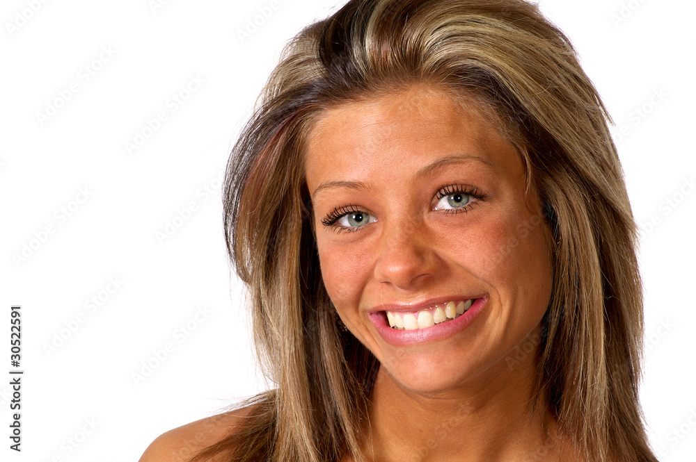 Blond female model in studio over white background. Blond female model in studio over white background.