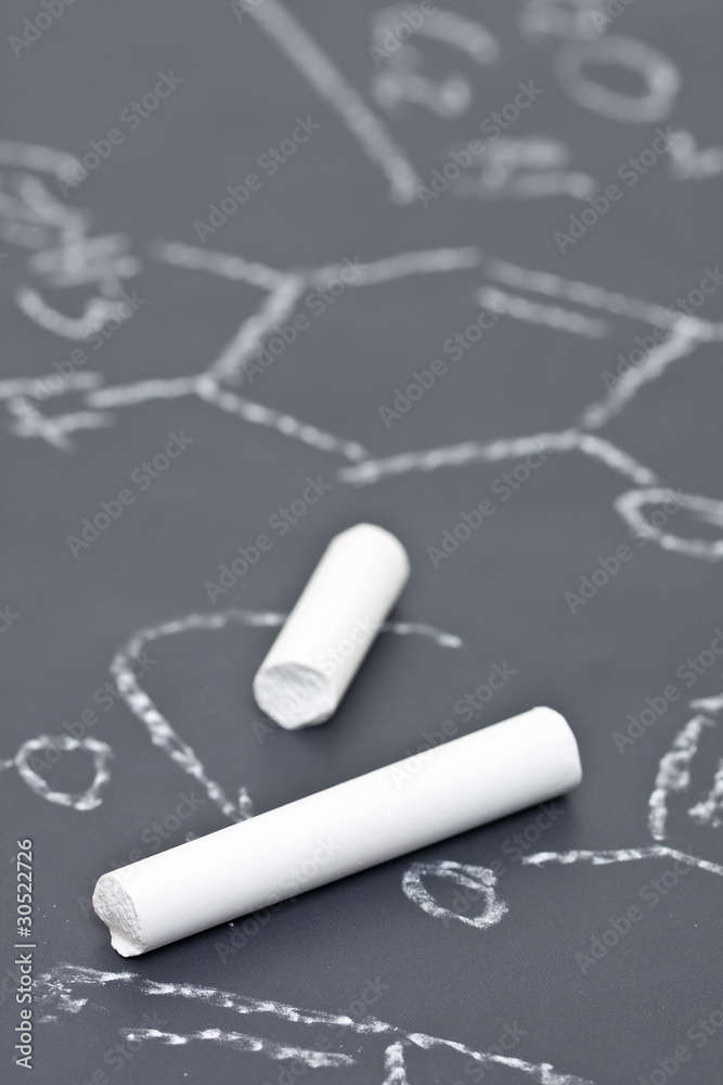 Chalk on chalkboard with chemical formula Chalk on chalkboard with chemical formula