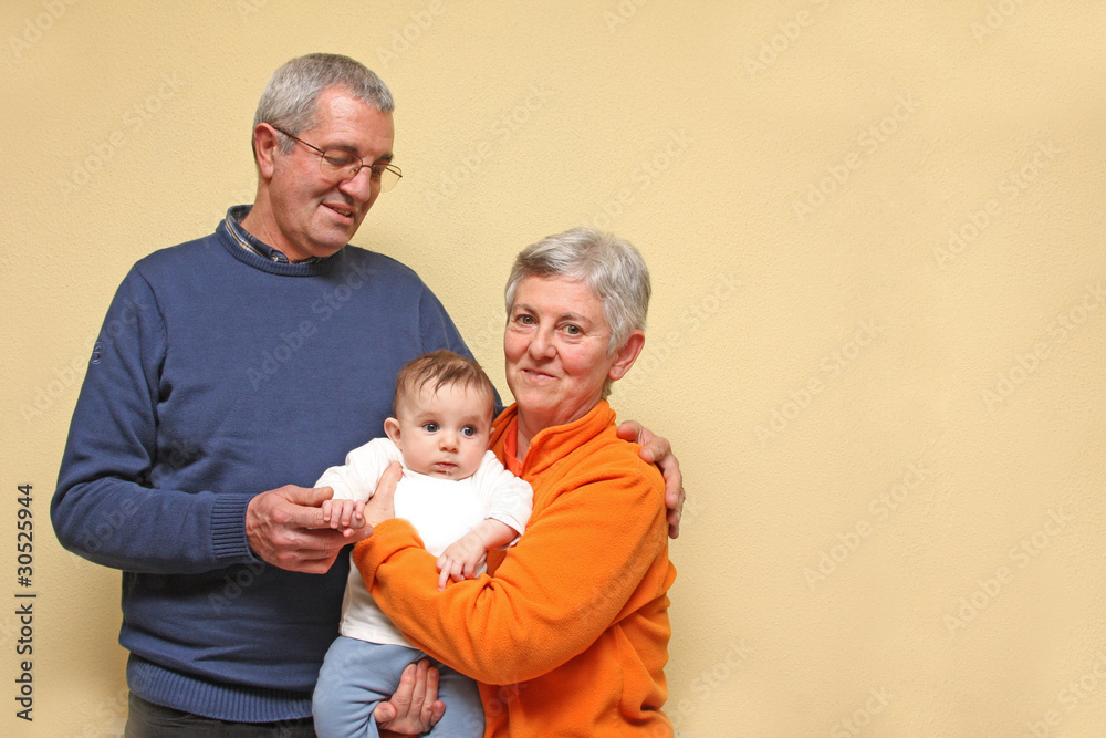 grandfather, grandmother with baby grandson